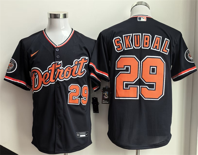 Men's Detroit Tigers #29 Tarik Skubal 2026 Black Alternate Stitched Baseball Jersey